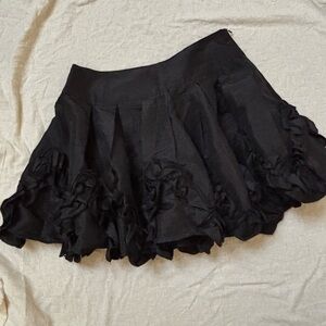 Elegant Black Pleated and Ruffled Skirt